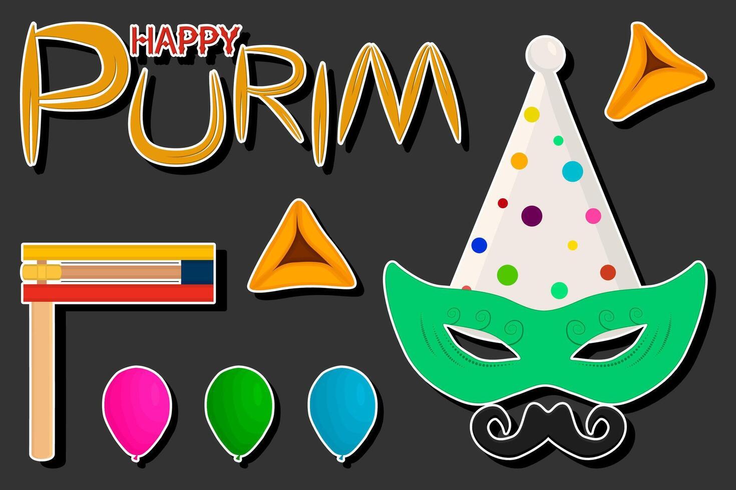 hermosa ilustración en tema de celebrando anual fiesta Purim vector