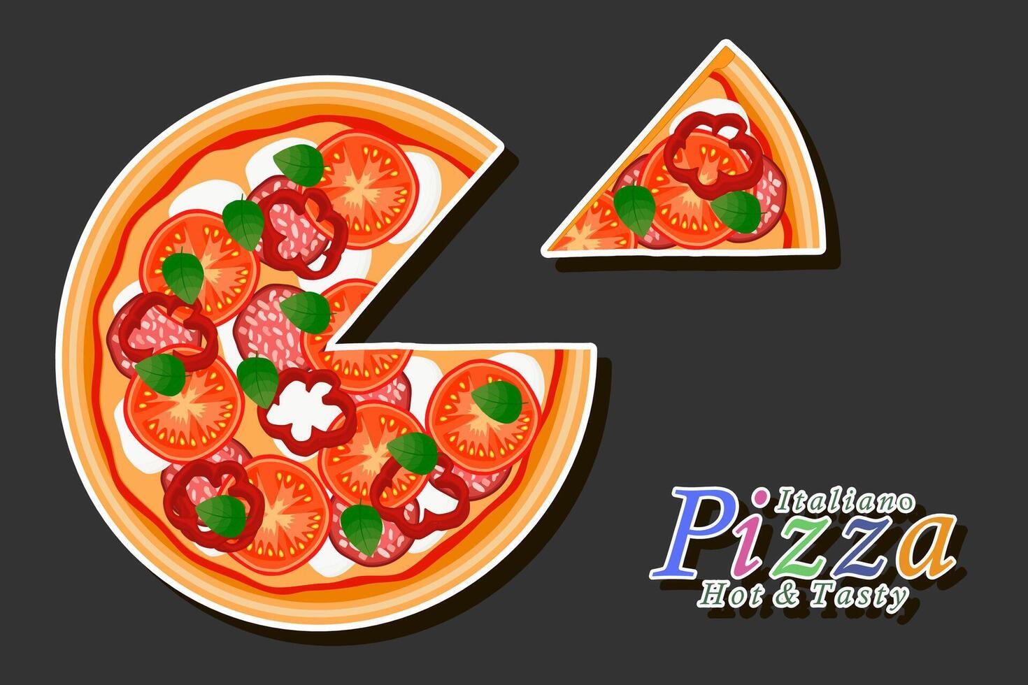 Illustration on theme big hot tasty pizza to pizzeria menu vector