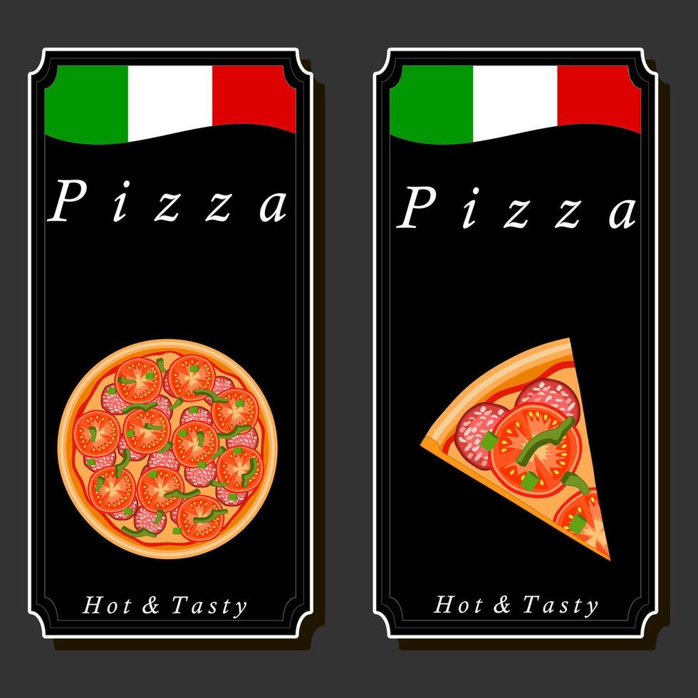 Illustration on theme big hot tasty pizza to pizzeria menu vector