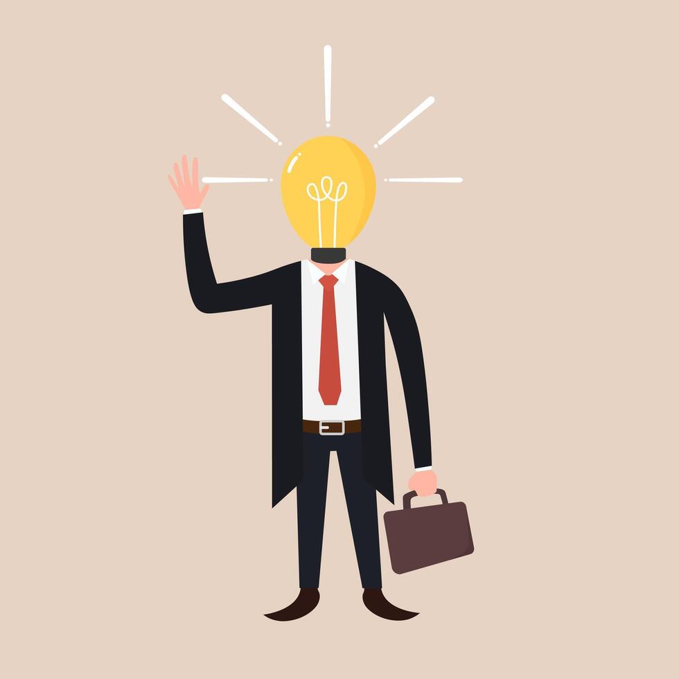 Businessman with light bulb head symbolizing ideas Free Vector