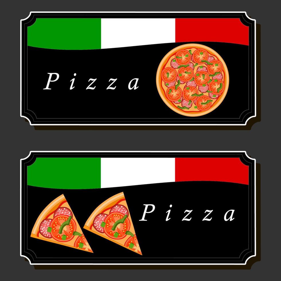 Illustration on theme big hot tasty pizza to pizzeria menu vector