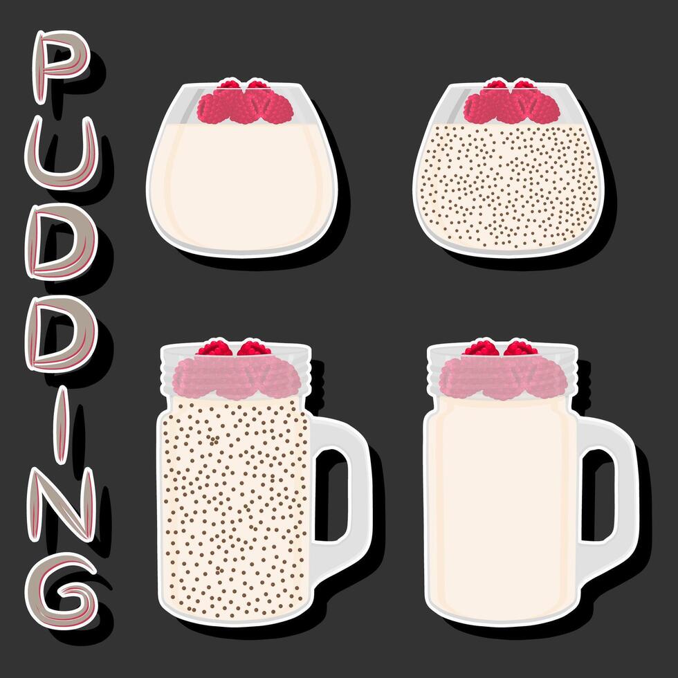 Illustration on theme fresh sweet tasty pudding of consisting various ingredients vector
