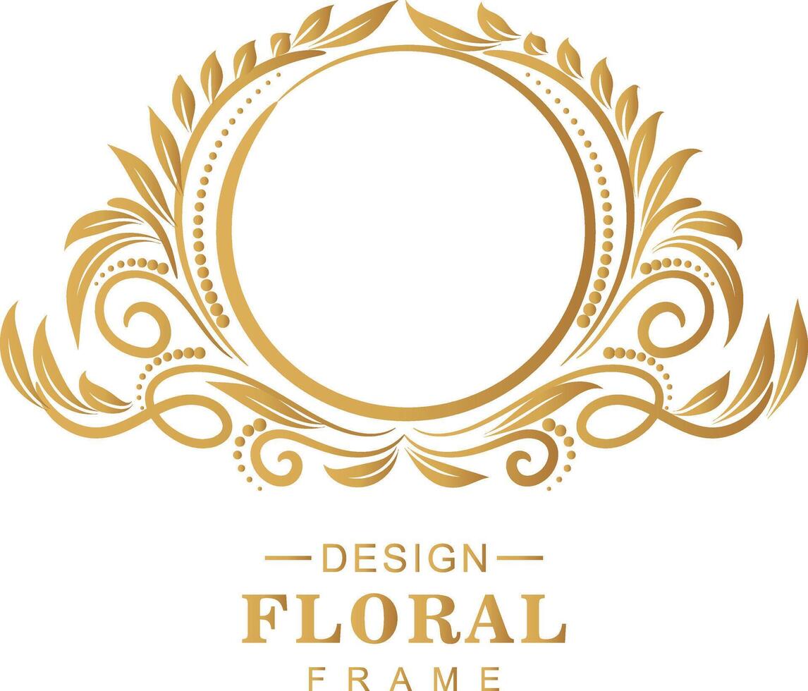vector ornamental golden decorative floral frame