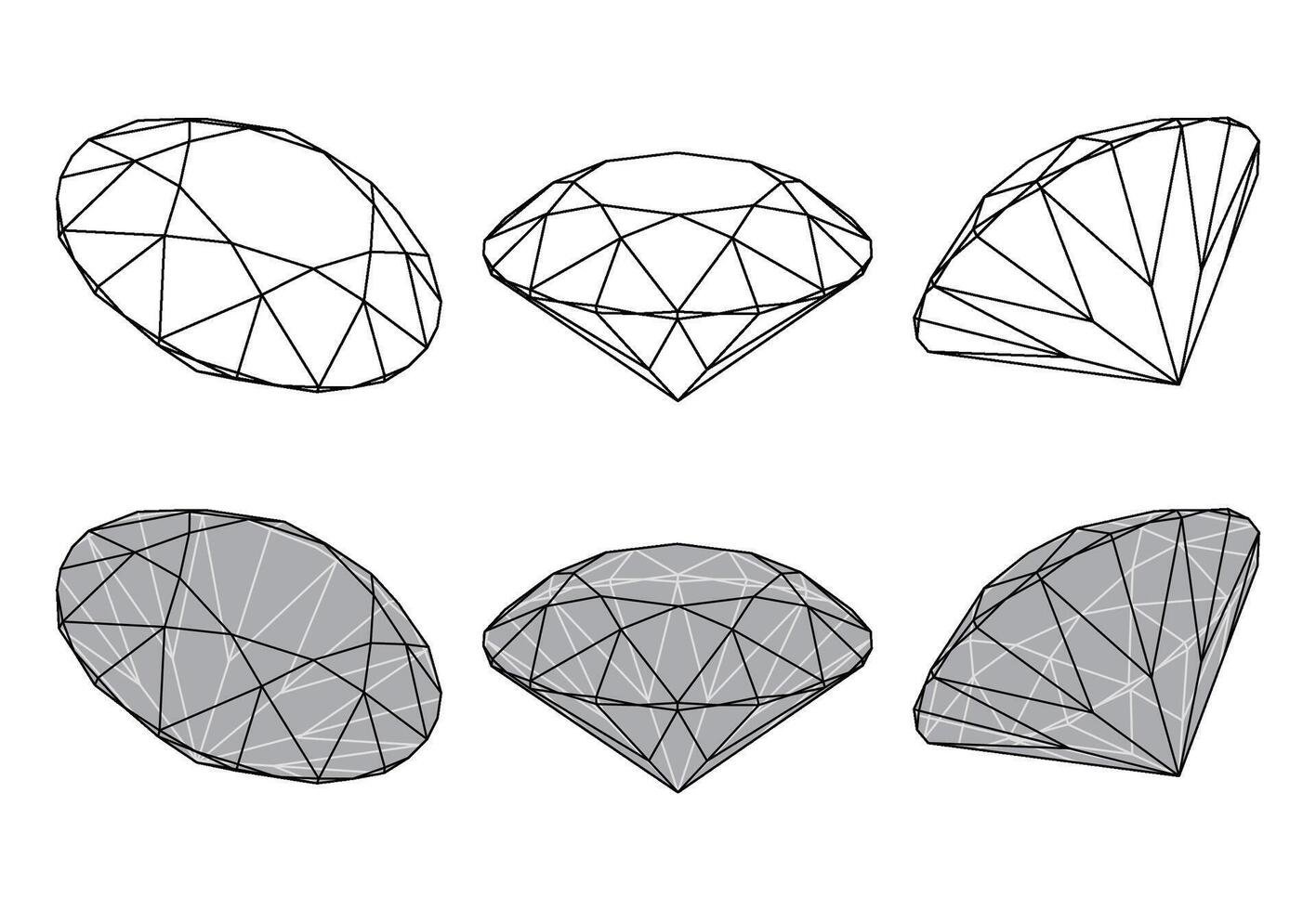 Set of isolated diamond illustrations vector