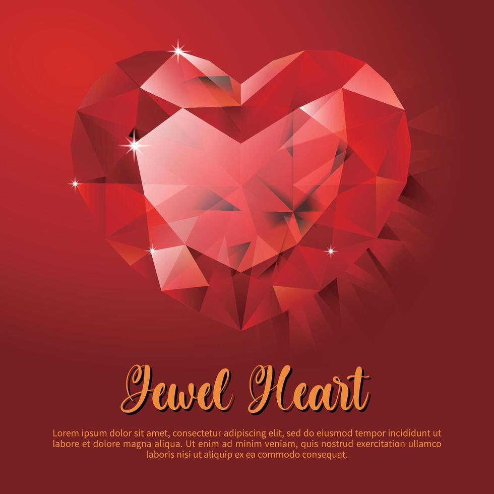 rojo piedra preciosa corazón tarjeta para San Valentín día, de la madre día, amor vector