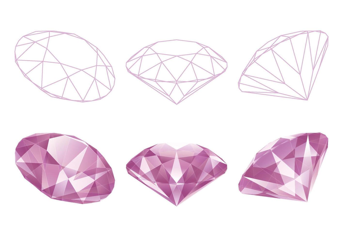 Set of isolated diamond illustrations vector