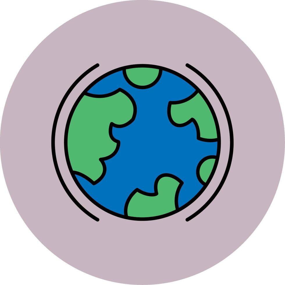 Earth Line Filled multicolour Circle Icon vector