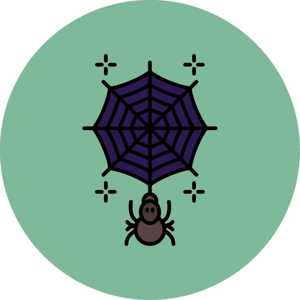 Spiderweb Line Filled multicolour Circle Icon vector