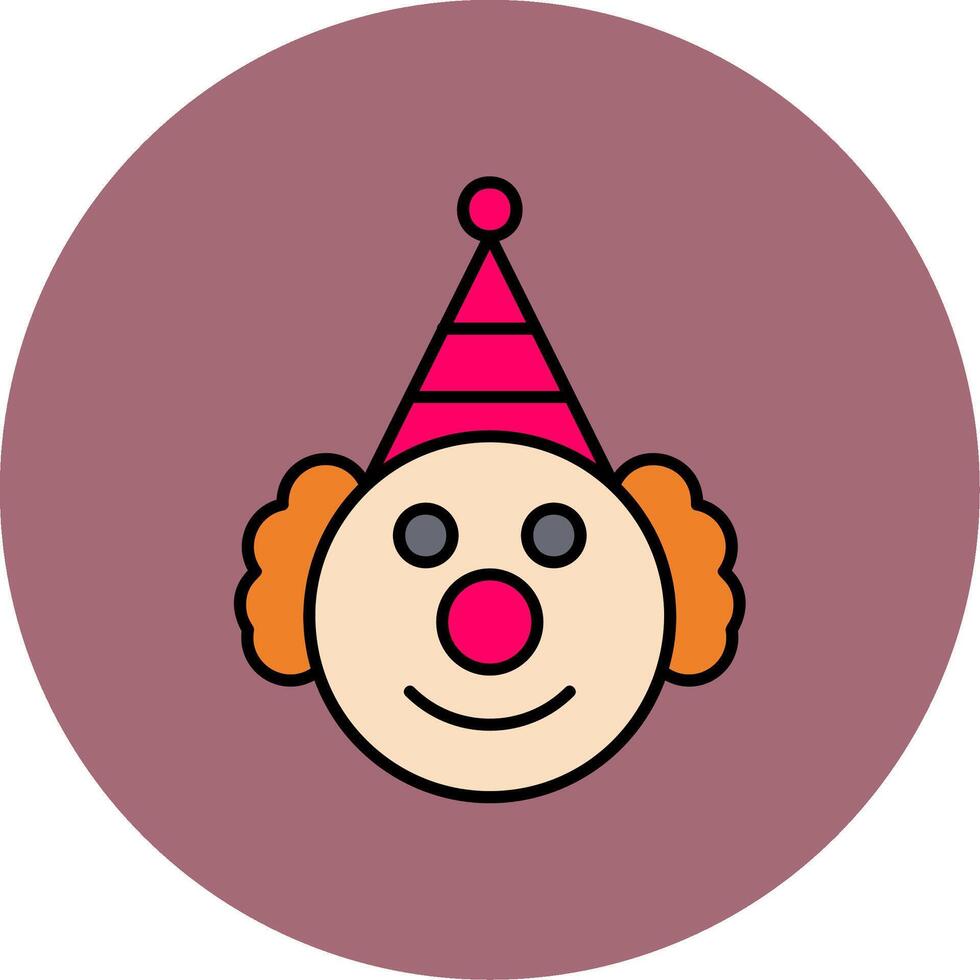 payaso línea lleno multicolor circulo icono vector