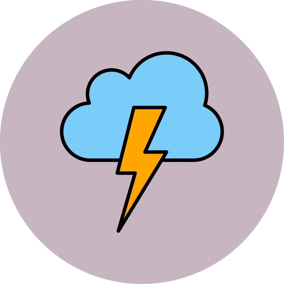 Lightning Line Filled multicolour Circle Icon vector