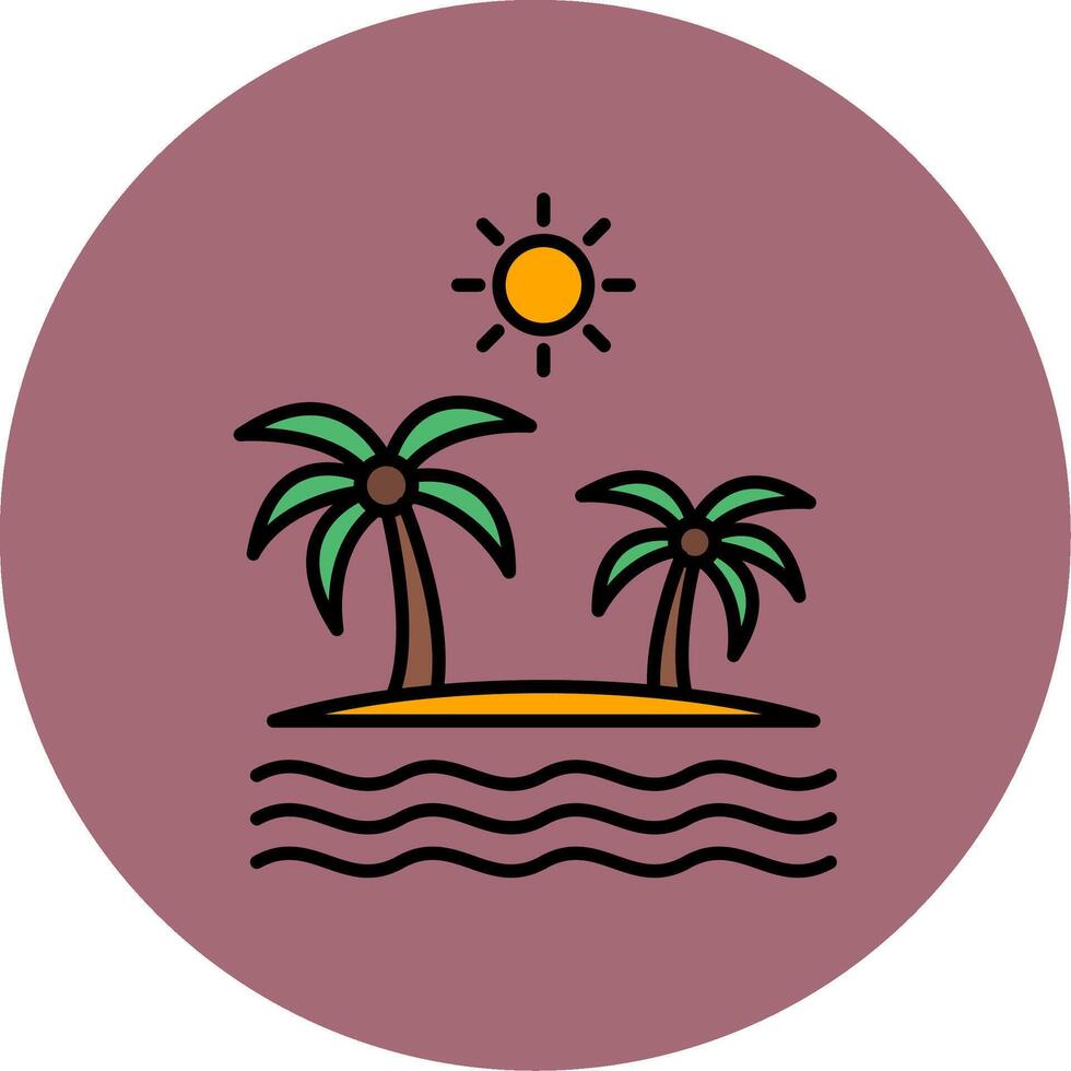 Island Line Filled multicolour Circle Icon vector