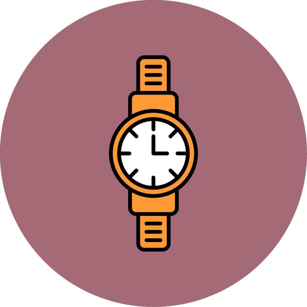 reloj de pulsera línea lleno multicolor circulo icono vector