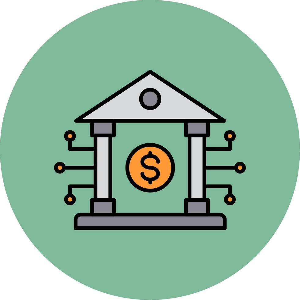 Banking System Line Filled multicolour Circle Icon vector