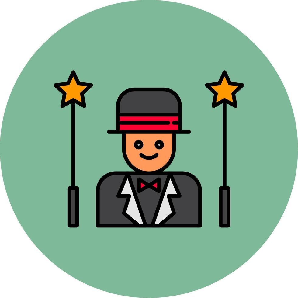 Magician Line Filled multicolour Circle Icon vector