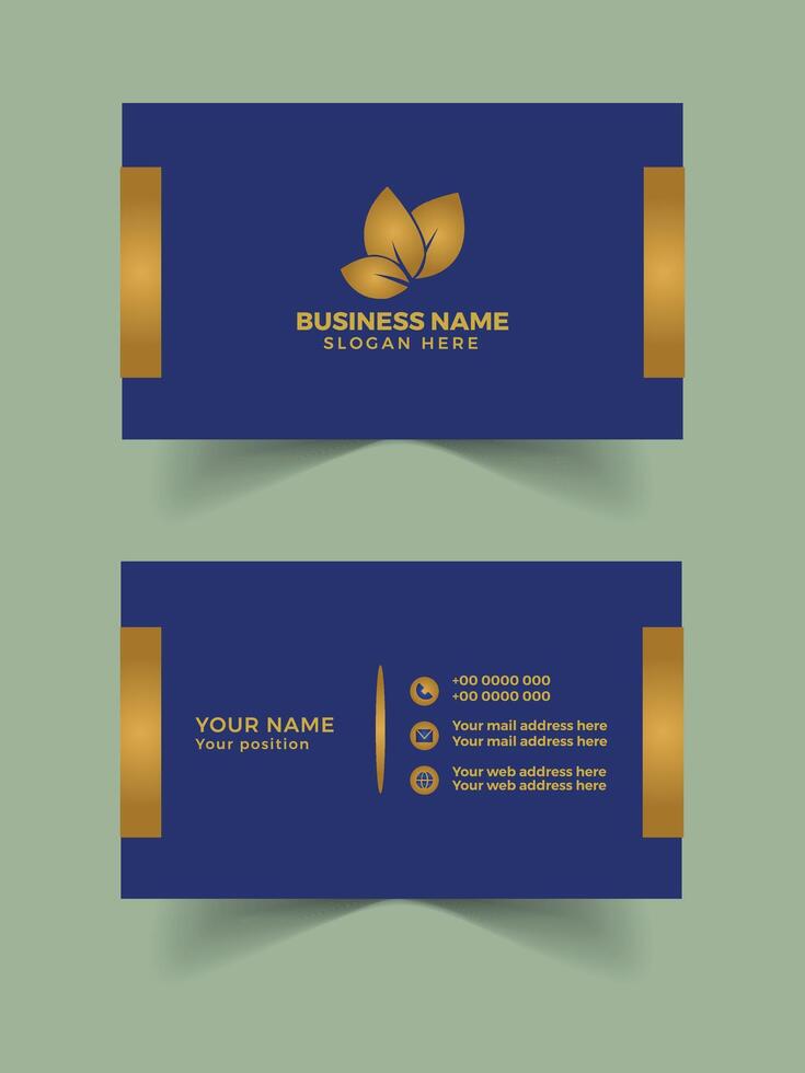 Corporate business card design with navy blue color vector