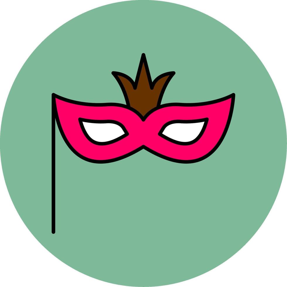 carnaval máscara línea lleno multicolor circulo icono vector