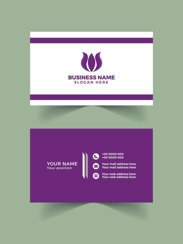 Corporate business card design with purple color vector