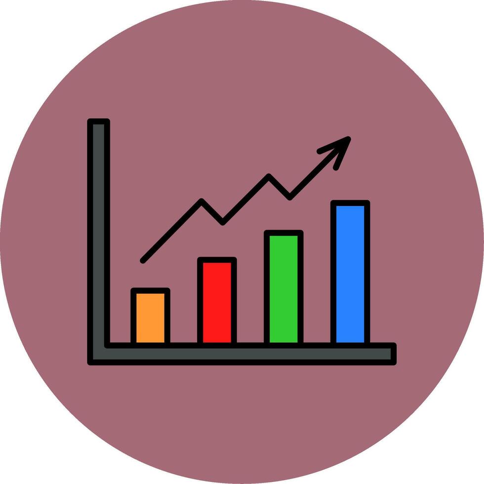 Growth Graph Line Filled multicolour Circle Icon vector