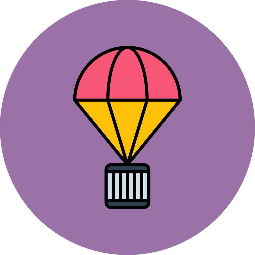paracaídas línea lleno multicolor circulo icono vector