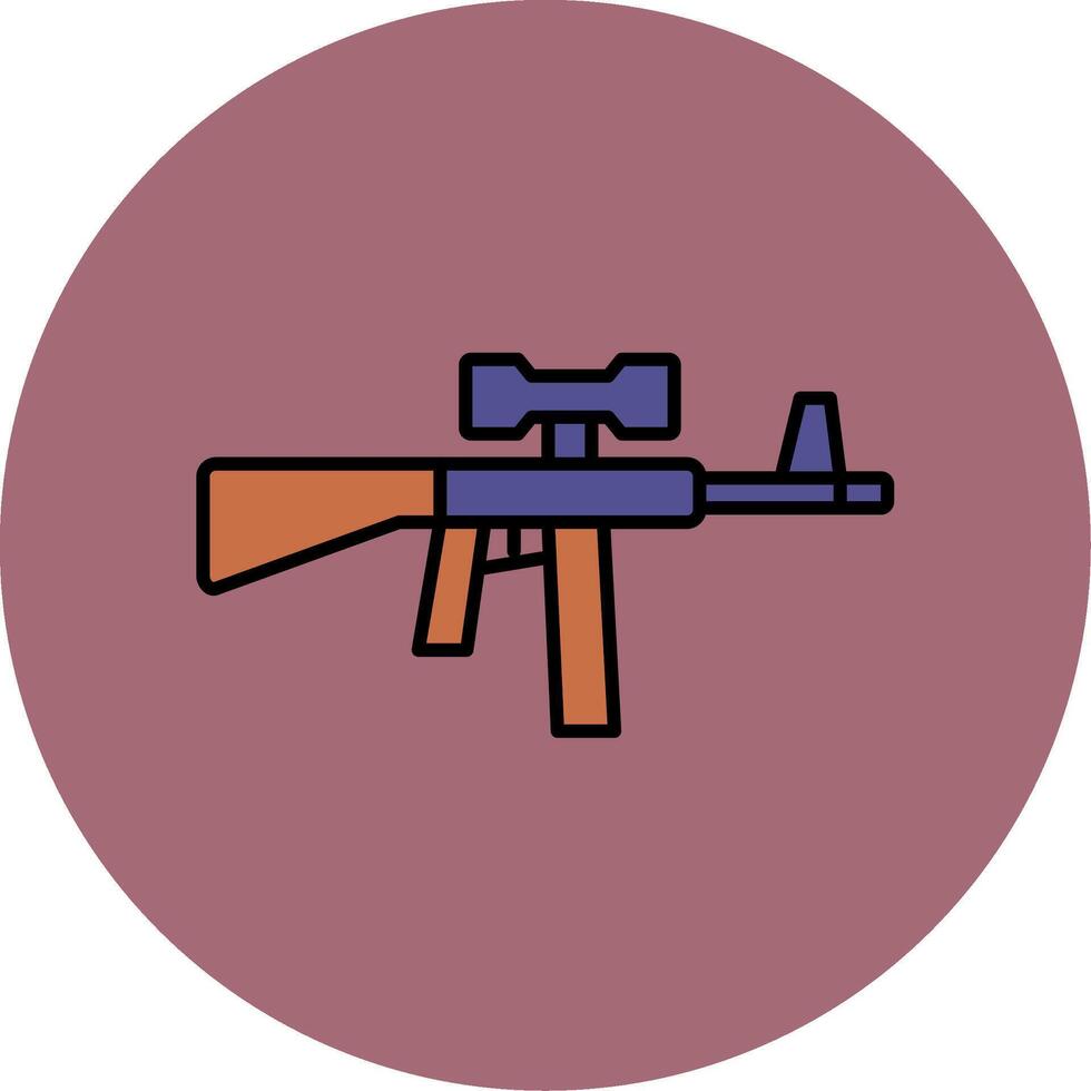 asalto rifle línea lleno multicolor circulo icono vector