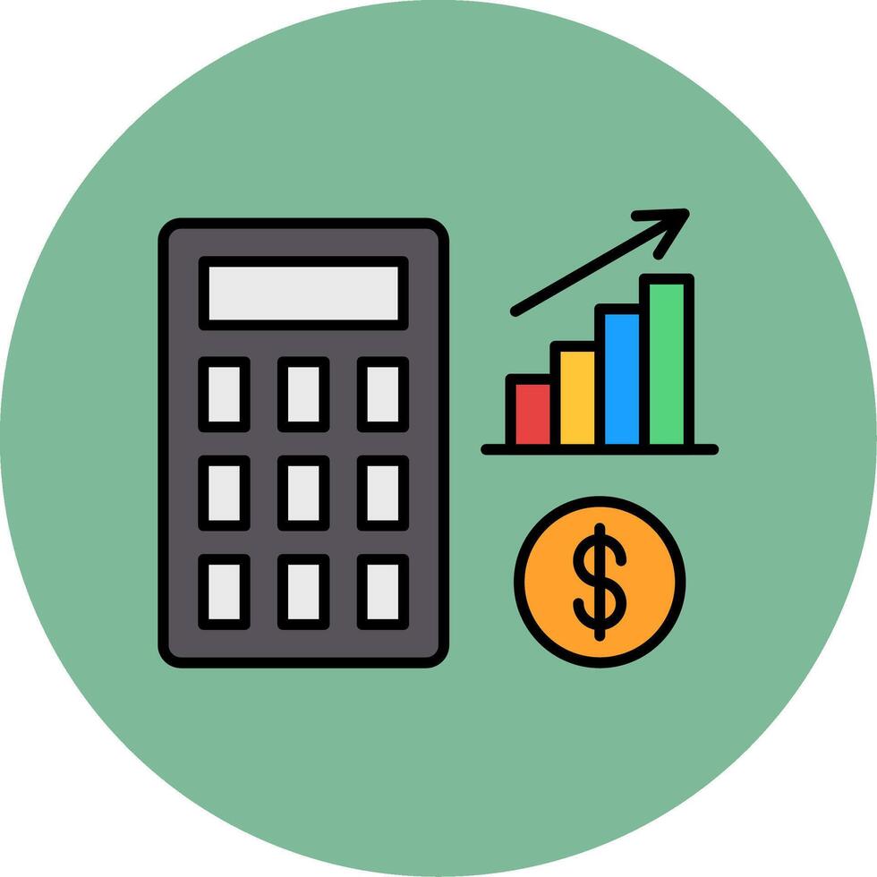 Accounting Line Filled multicolour Circle Icon vector