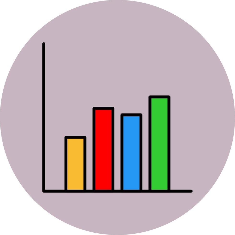 Bar Chart Line Filled multicolour Circle Icon vector