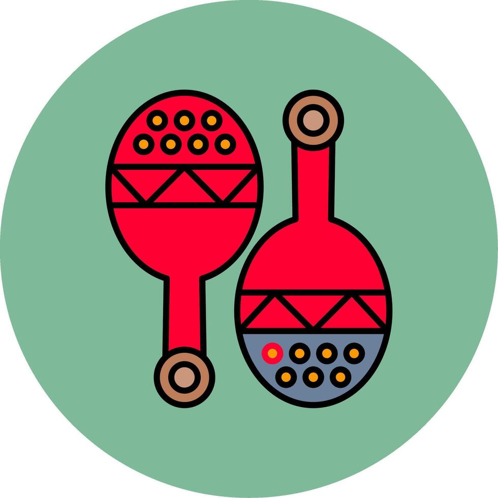 Maracas Line Filled multicolour Circle Icon vector