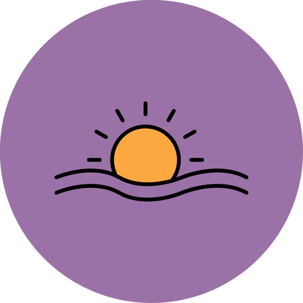 Sun Line Filled multicolour Circle Icon vector