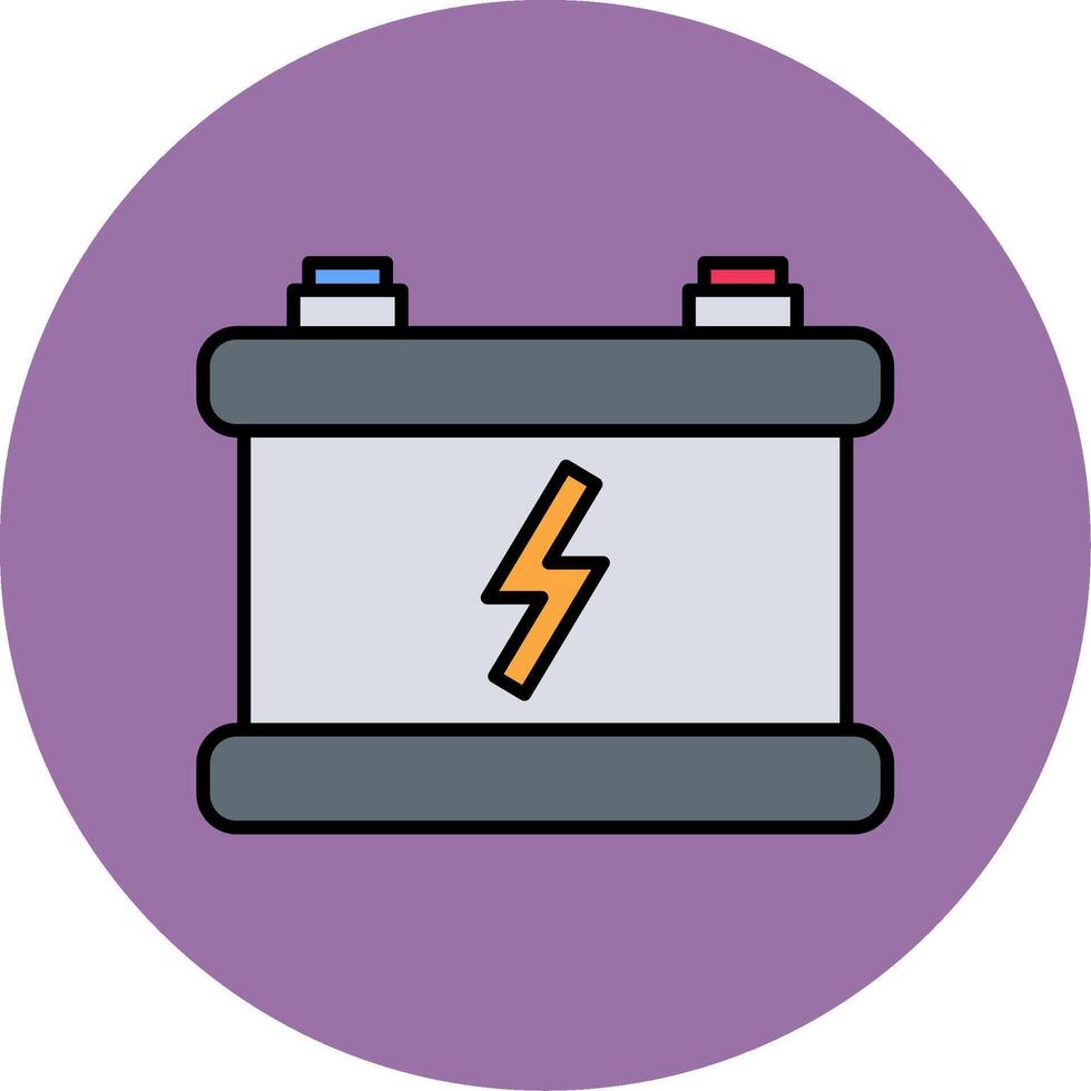 coche batería línea lleno multicolor circulo icono vector