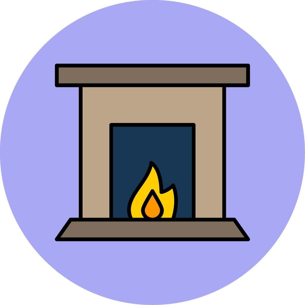 Fireplace Line Filled multicolour Circle Icon vector