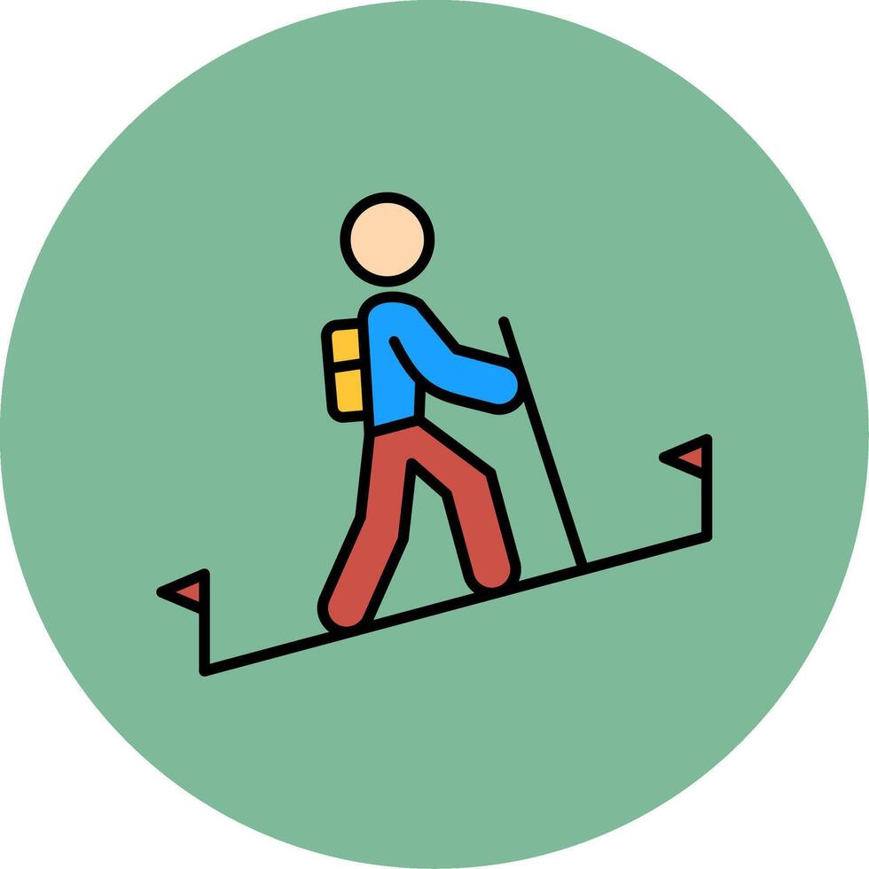 Hiking Line Filled multicolour Circle Icon vector