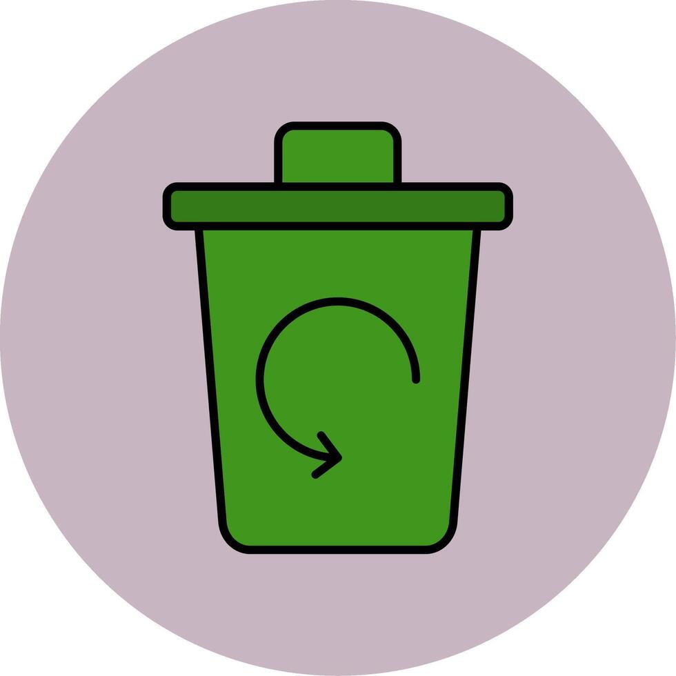 Trash Bin Line Filled multicolour Circle Icon vector