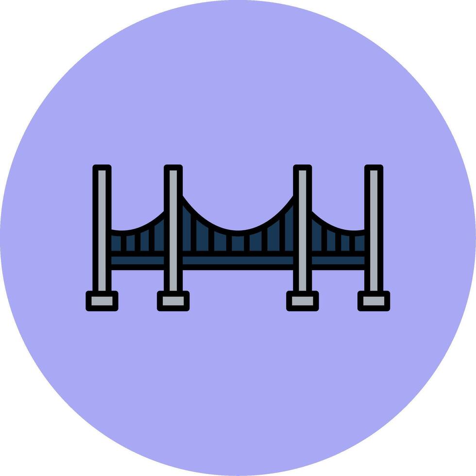 Bridge Line Filled multicolour Circle Icon vector