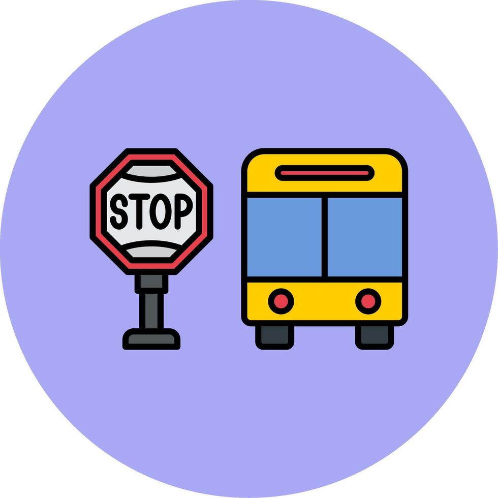Bus Stop Line Filled multicolour Circle Icon vector