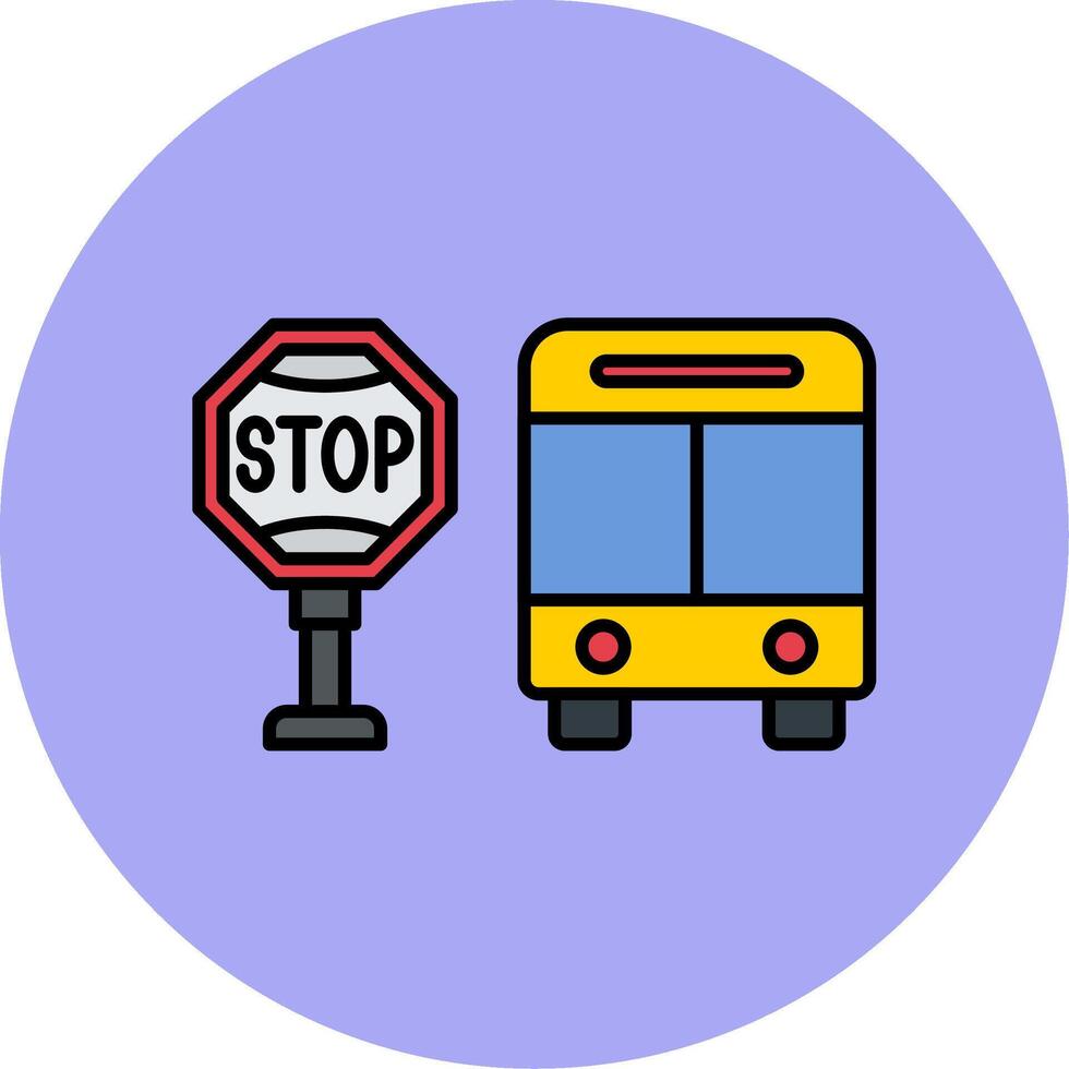 Bus Stop Line Filled multicolour Circle Icon vector