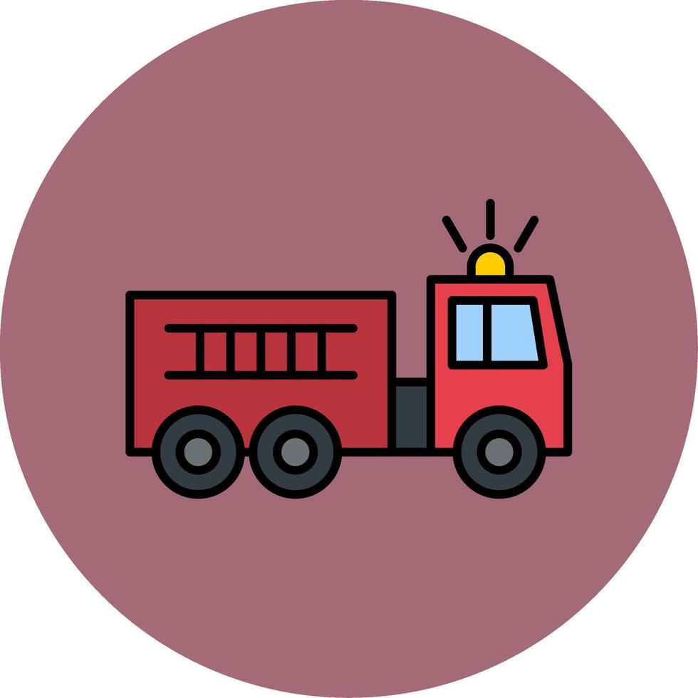 Fire Truck Line Filled multicolour Circle Icon vector