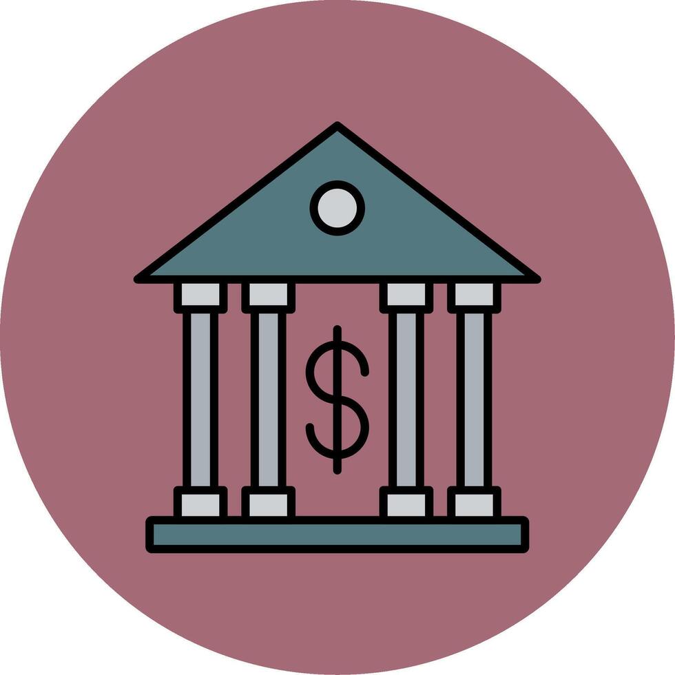 Bank Line Filled multicolour Circle Icon vector