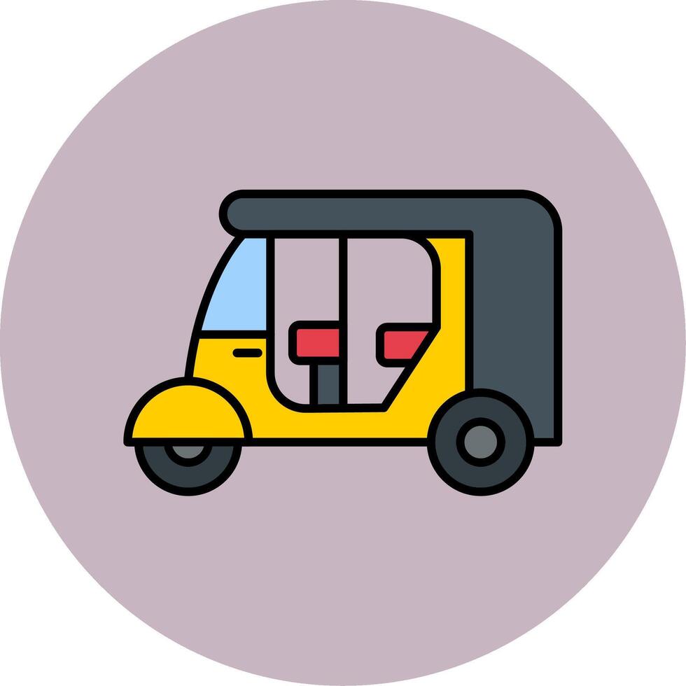 Rickshaw Line Filled multicolour Circle Icon vector