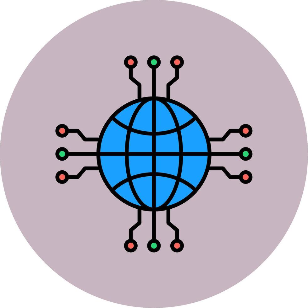 Network Line Filled multicolour Circle Icon vector