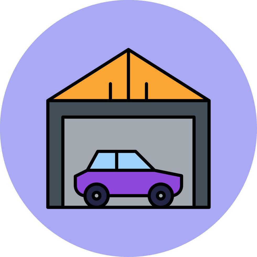 Garage Line Filled multicolour Circle Icon vector