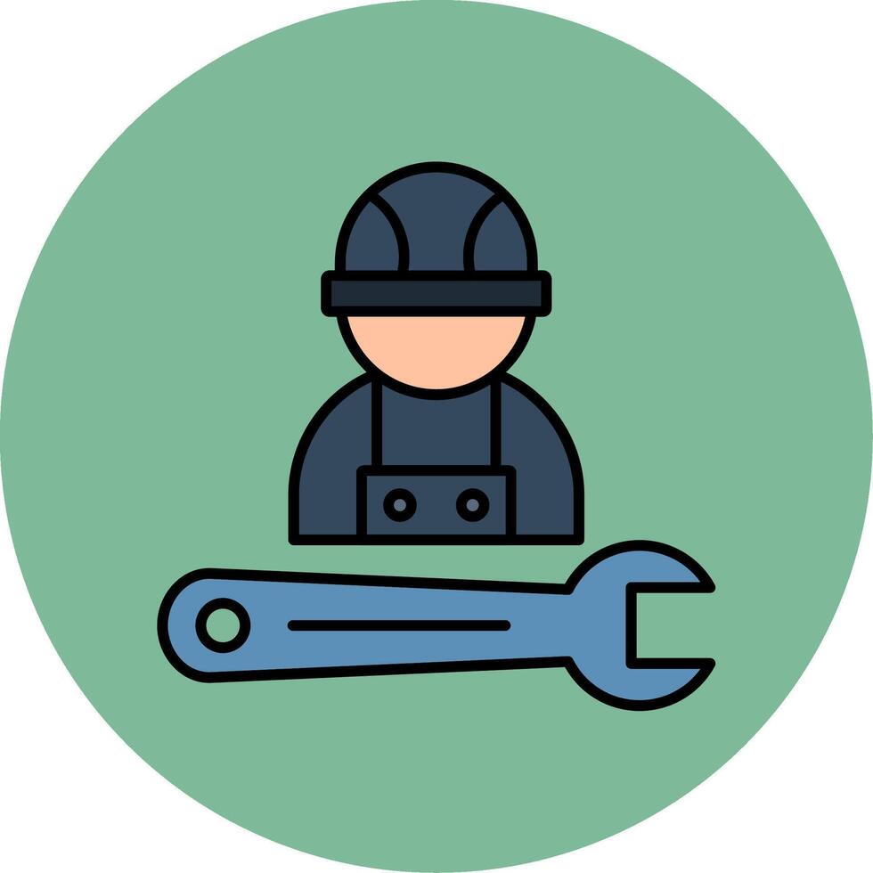 Mechanic Line Filled multicolour Circle Icon vector