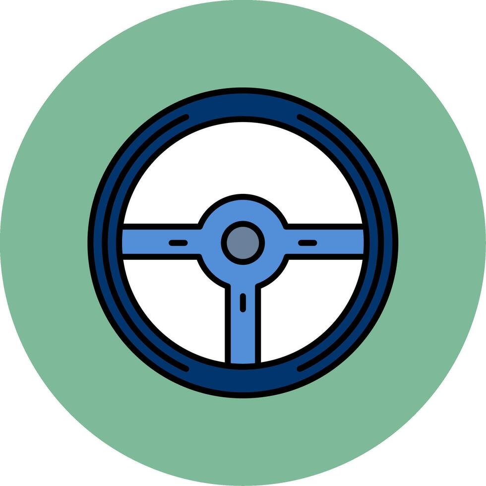 Steering Wheel Line Filled multicolour Circle Icon vector