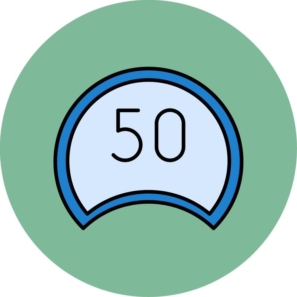 Speed Limit Line Filled multicolour Circle Icon vector