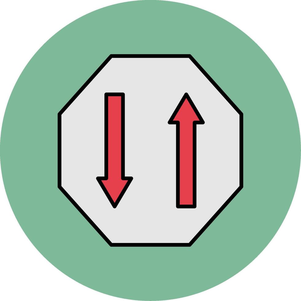 Two Way Line Filled multicolour Circle Icon vector