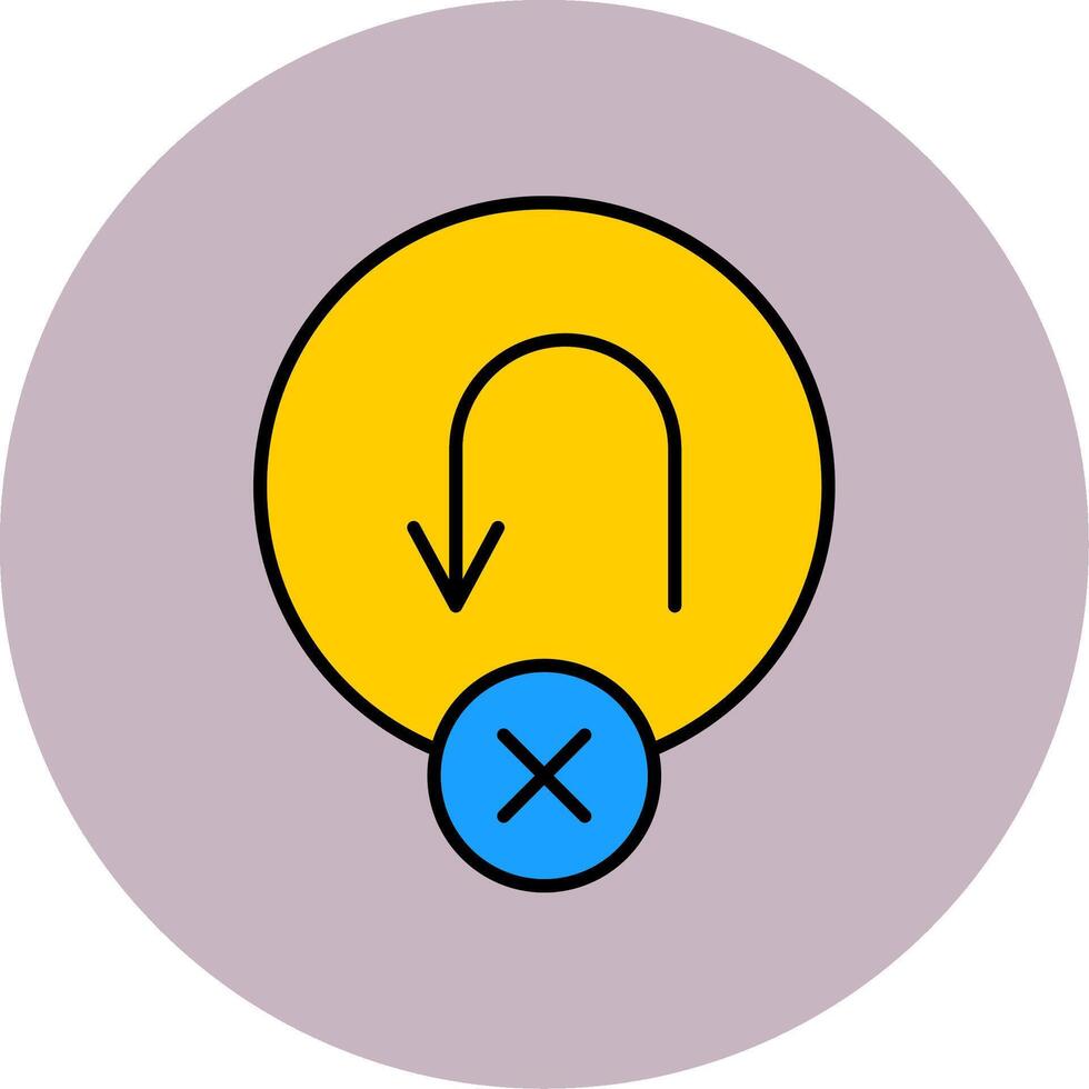 No U Turn Line Filled multicolour Circle Icon vector