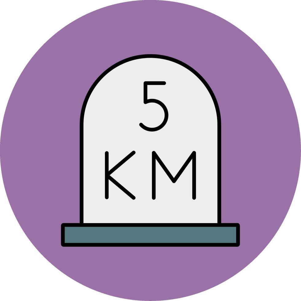 kilometer Line Filled multicolour Circle Icon vector