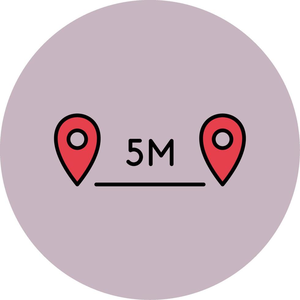 Distance Line Filled multicolour Circle Icon vector