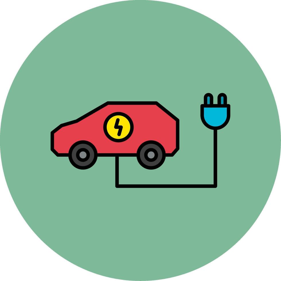 Electric Car Line Filled multicolour Circle Icon vector