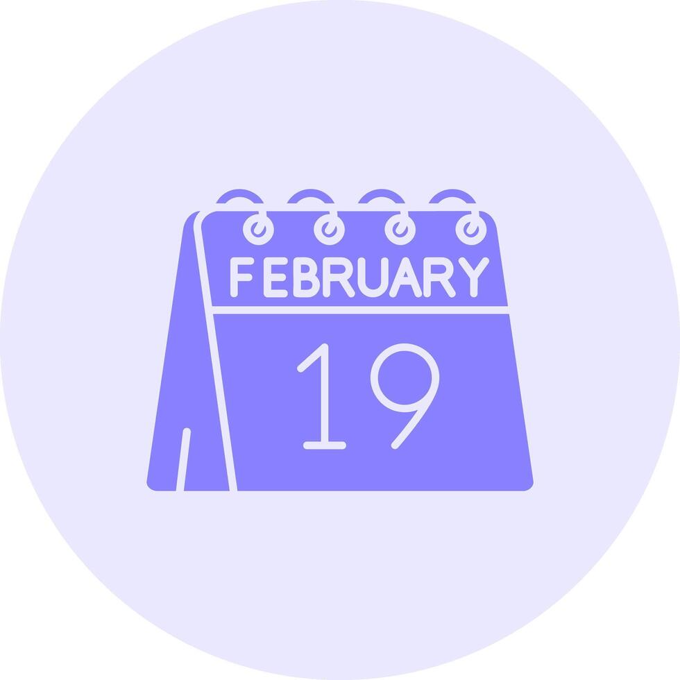 19th of February Solid duo tune Icon vector