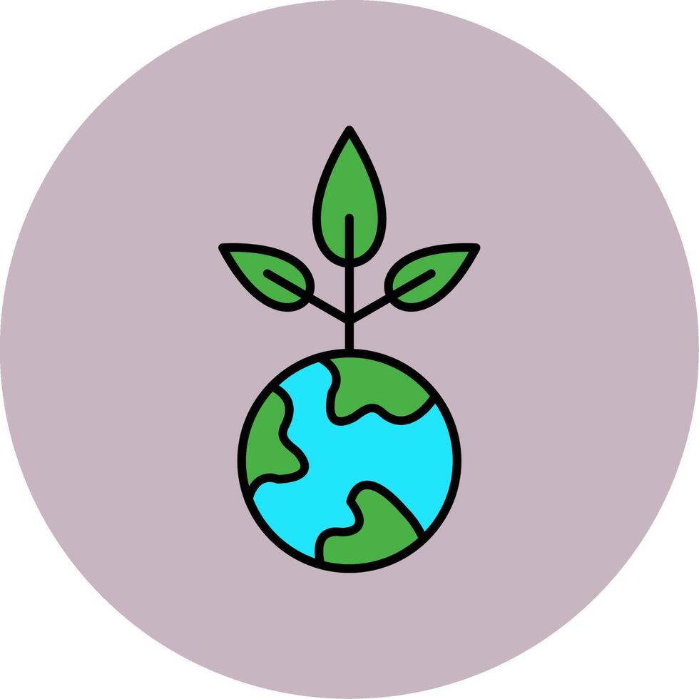 Earth Day Line Filled multicolour Circle Icon vector